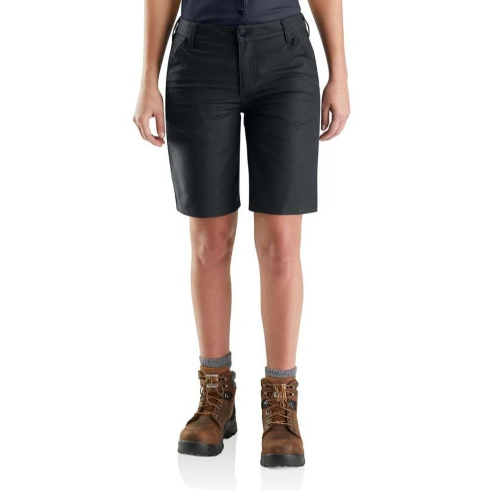 Carhartt Rugged Flex Loose Fit Canvas Work Shorts Womens 4 Black NEW